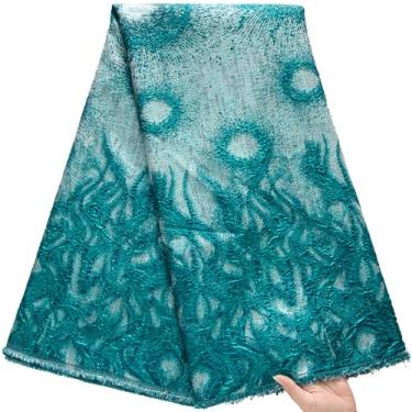 Imagem de ZhenGuiRu Tecido de renda africana 5 metros, tecido de renda brocado jacquard bordado francês para costura de festa de casamento