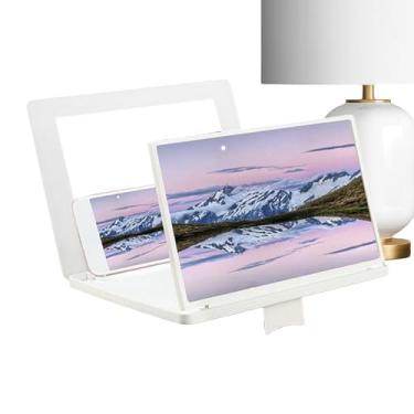 Imagem de Amplificador de Ecrã para Telemóvel | 30 cm Projetor Amplificador 3D HD,Ampliador de Ecrã 3D HD com Ângulo Ajustável, Espelho e Suporte Dobrável | para Filmes, TV, Jogos, Viagem e Casa