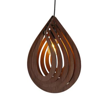 Imagem de Luminária Pendente Madeira Modelo Puzzle Gota Marrom Bivolt