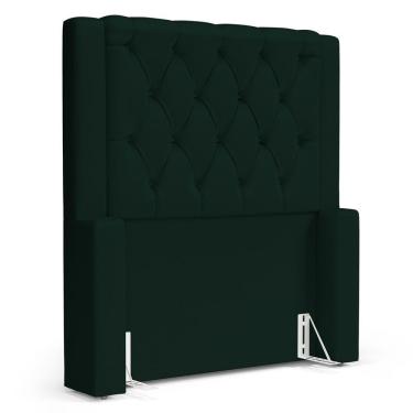 Imagem de Cabeceira Atena Para Cama Box Solteiro 90cm Capitonê Com Frame Veludo Verde Escuro - Desk Design