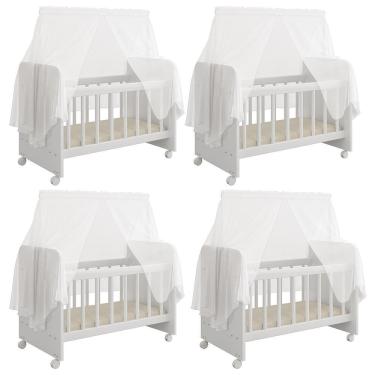 Imagem de Kit 04 Berços Para Boneca Magia Brinquedo Infantil Branco