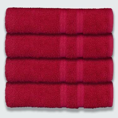 Imagem de Kit 4 Toalhas De Banho 430g-m² Grande Super Grossa 80x150cm Itália Soft Cereja