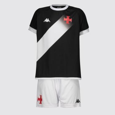 Imagem de Kit Infantil Vasco Supporter Graphik Preto e Branco - Kappa, 4 ANOS