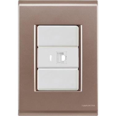 Imagem de Cj Tomada Rj45 Rj 45 Ethernet Liz Ouro Velho Tramontina Completo Pronto Tramontina