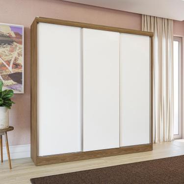 Imagem de Guarda-roupa Casal Kappesberg 3 Portas Reversiveis De Correr 2 Cabideiros Nogueira Macadamia