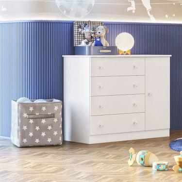 Imagem de Comoda Sapateira Doce Sonho 1 Porta e 4 Gavetas MDP Qmovi