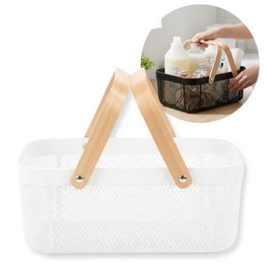 Imagem de Cesta Caixa Organizadora Fruteira Multiuso Com Alça Bambu Design Vazad