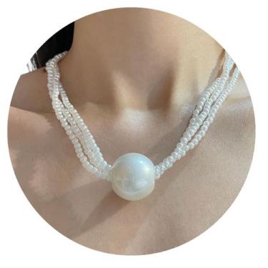 Imagem de Colar de Pérolas para Mulheres Choker Moderno Luxo Feminino - anjo da 