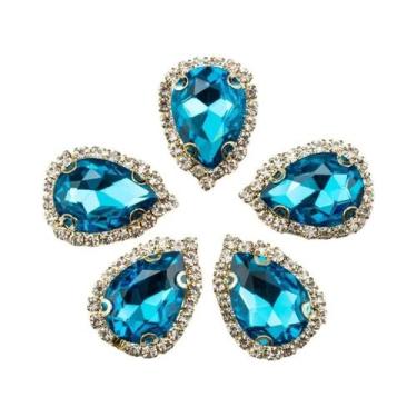 Imagem de Strass De Fundo Dourado Com 4 Furos Para Costurar, Cristal De Vidro, A