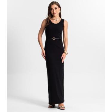 Imagem de Vestido Midi De Ribana Feminino Endless Preto, G, Preto