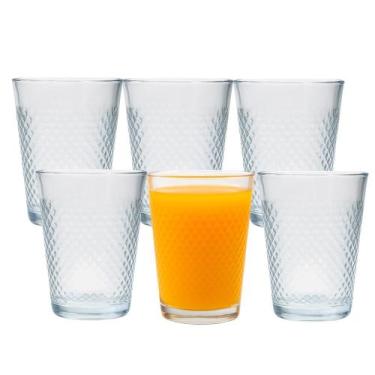 Imagem de Jogo 6 Copo de Vidro 200ml Suco Refrigerante Água Diamond Cut Fratelli