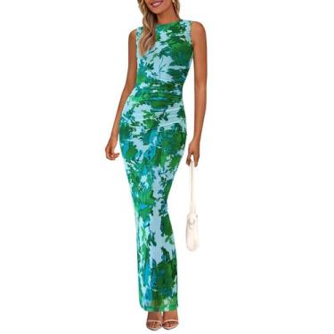 Imagem de Vestido PRETTYGARDEN 2026 Maxi Floral de Tule Sem Mangas - G