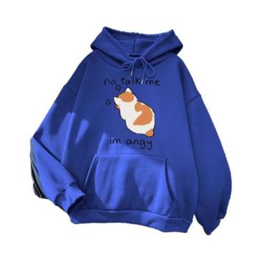 Imagem de Moletom Feminino Oversize Com Estampa De Gato Zangado, Estilo Hip Hop 