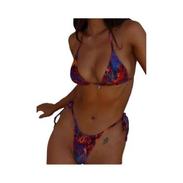 Imagem de Conjunto De Biquíni Feminino Brilhante Com Alças, Push Up, Cor Sólida,