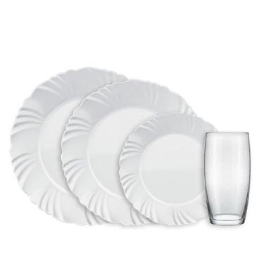 Imagem de Aparelho de Jantar Duralex Nadir Pétala com Copos Favo 16 Peças, UNICA