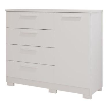 Imagem de Cômoda Mavi 4 Gavetas 1 Porta MDF - Panan, Branco