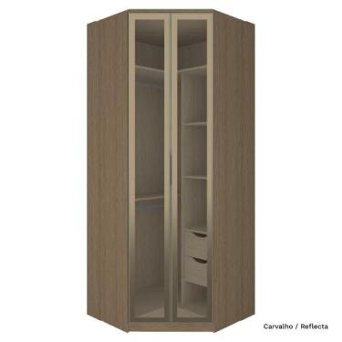 Imagem de Guarda Roupa Modulado 2 Portas Vidro 245cm 2 Gav Cant Closet - Móveis 