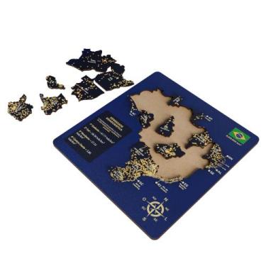 Imagem de Quebra Cabeça Mapa Brasil MDF Aprender Brincando - Deliquadros, V5  Ma