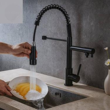 Imagem de Torneira Gourmet Cozinha Aço Inox 304 Spray Extensor Misturador Monocomando Bica Móvel...