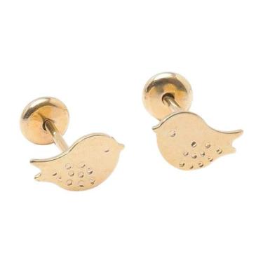 Imagem de Brinco Passarinho Folheado a Ouro para Bebês e Crianças - Family Colle