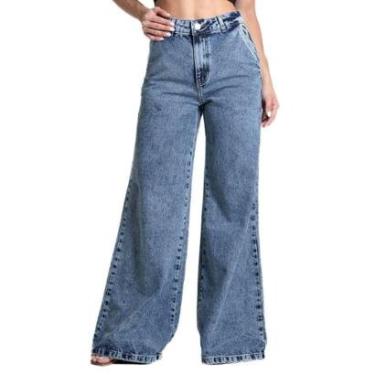 Imagem de Calça Jeans Sawary Super Wide Leg - 281931 - azul médio 40-Feminino