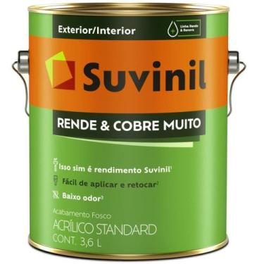 Imagem de Tinta Acrílica Rende & Cobre Muito Fosco 3.6 Litros Palha 50308447 Suv