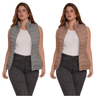Imagem de Colete Acolchoado Puffer Feminino Dupla Face c/ Ziper