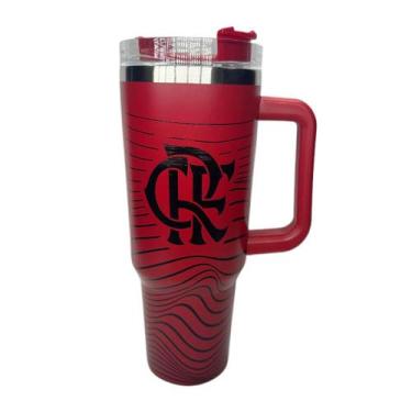 Imagem de Caneca Térmica Inox com Tampa e Canudo 1200ml Flamengo - Allmix