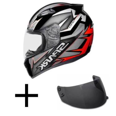 Imagem de Capacete Ebf New Spark Spot Preto e Vermelho Fosco Mais Viseira Fumê, 