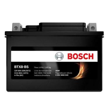 Imagem de Bateria Moto Suzuki Inazuma 250 12v 8ah Bosch Btx8-bs (ytx9-bs)