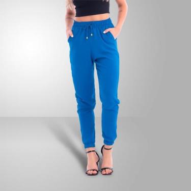 Imagem de Calça Jogger Feminina Duna Crepe Com Bolso e Cordão Cor:Cinza claroTam