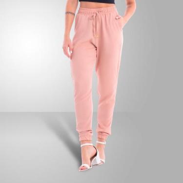 Imagem de Calça Jogger Feminina Duna Crepe Com Bolso e Cordão Cor:Cinza claroTam