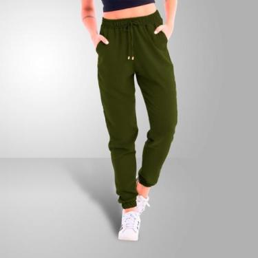 Imagem de Calça Jogger Feminina Duna Crepe Com Bolso e Cordão Cor:Cinza claroTam