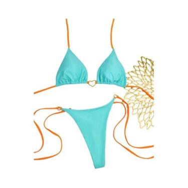Imagem de Conjunto De Biquíni Sexy Feminino Em Cor Sólida Com Alças, Dois Peças,
