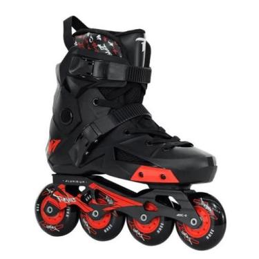 Imagem de Patins  Inline Freestyle Revolt Preto Rodas Pretas ABEC9 Traxart Inter