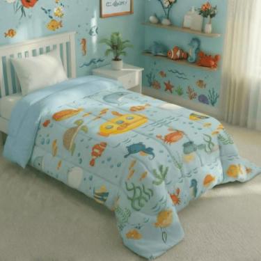 Imagem de Edredom Solteiro 1PC Estampado Dupla Face 400 Fios Premium Grosso Maci