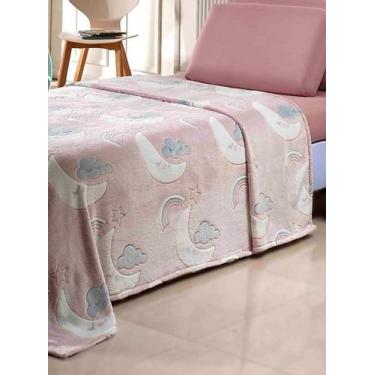 Imagem de Manta Flannel Infantil Shine 1,50 x 2,20 Andreza, Moon Rosa