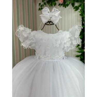 Imagem de Vestido festa infantil branco daminha luxo princesa batizado - Luxo Ki