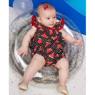 Imagem de Macacão Curto Bebê Menina Estampa Fruta D+ Baby Verão 60011, M ( 6 - 9