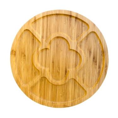 Imagem de Petisqueira Redonda Com Divisória De Bambu 30cm - Decora