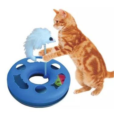 Imagem de Brinquedo Gato Base Interativa Com Ratinho Azul - The Pets Brasil