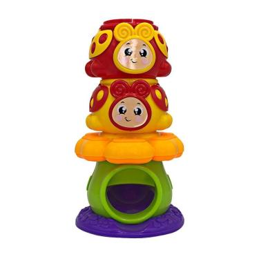 Imagem de Brinquedo Infantil Torre Joaninha com Bolinha Chocalho Estimula Habilidades Motoras e Sensoriais JP Brink
