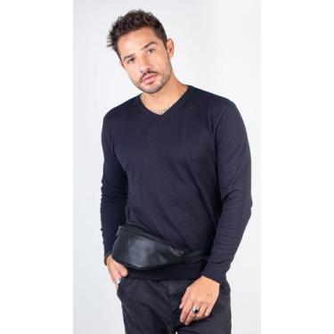 Imagem de Pochete de couro masculina Zach - Vira Vento, Preto