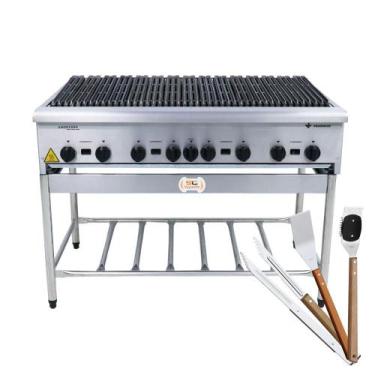 Imagem de Chapa Charbroiler Profissional Grill 120cm Gás Inox Com Pé Cggp120 e U
