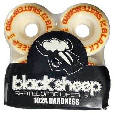 Imagem de Roda skate profissional black sheep branco escrita amarelo e vermelho/