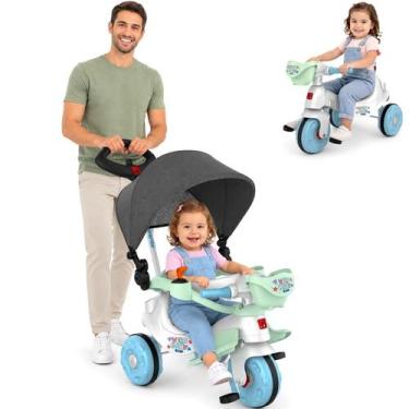 Imagem de Triciclo Bandeirante Passeio e Pedal Velobaby Joy Com Capota Prata