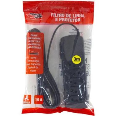 Imagem de Filtro de Linha 5 Tomadas SLIM Bivolt 3 M PT - Force Line