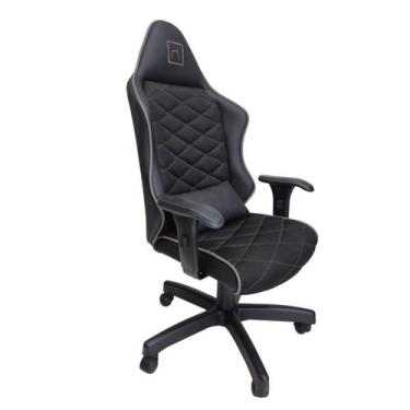 Imagem de Cadeira Escritório Gamer material sintético com Relax Preto/Cinza - Vi