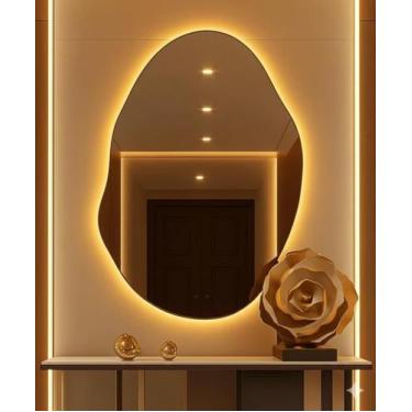 Imagem de Espelho Decorativo Orgânico Luz Led Quente De Parede Banheiro Quarto S