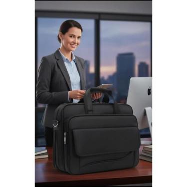 Imagem de 2x Pasta Executiva Notebook 17" Nylon Preta Trabalho Luxo - Congratula